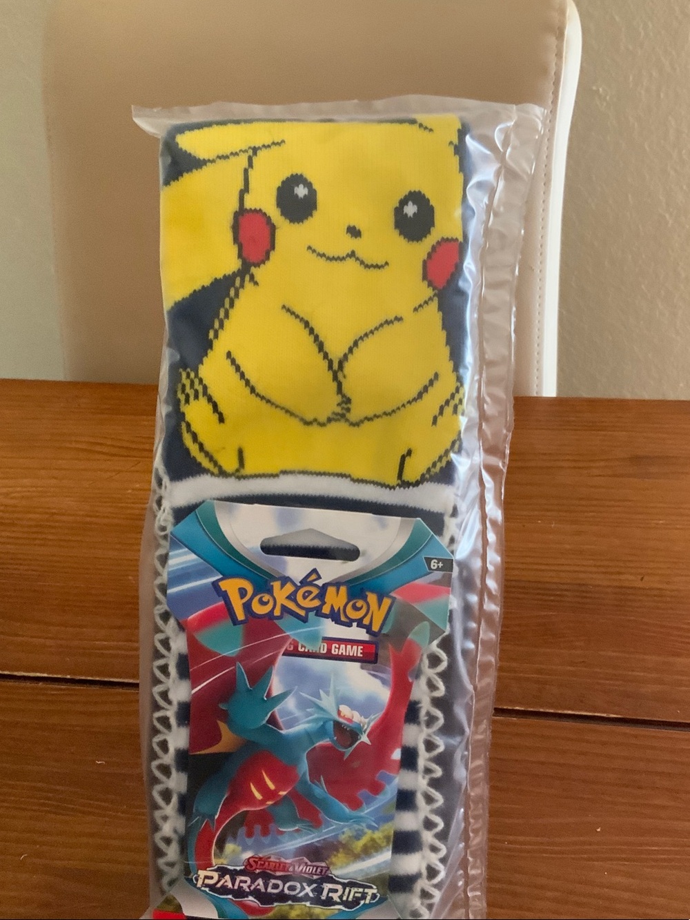 Pikachu Socks with Pokémon TCG Paradox Rift Booster